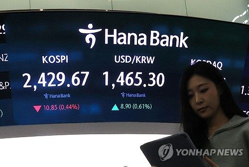 2,420대 하락 마감한 코스피