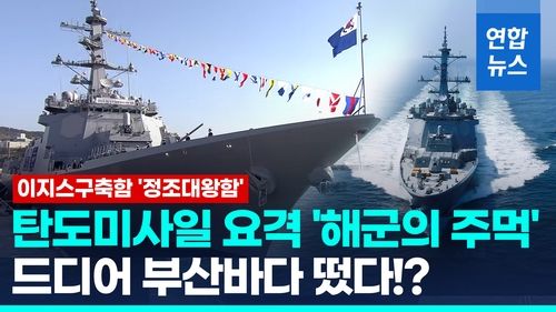 [영상] '탄도미사일 요격' 최신예 이지스구축함 정조대왕함 부산 취역 - 2