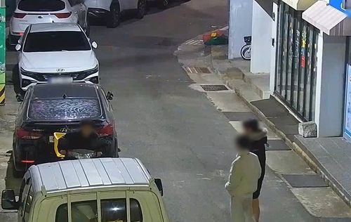 오토바이 절도 미수 현장 CCTV 화면