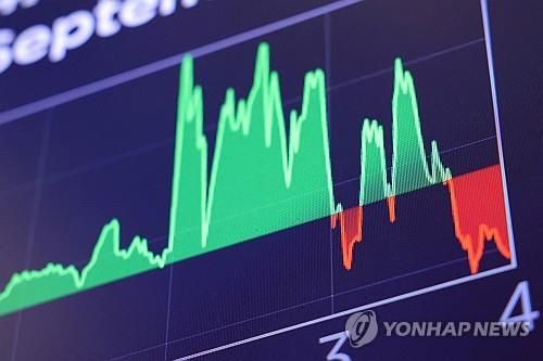 미국 뉴욕 증권거래소(NYSE)의 주가지수 전광판