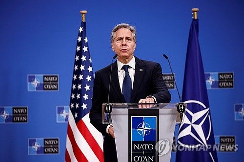 기자회견 하는 블링컨 미 국무