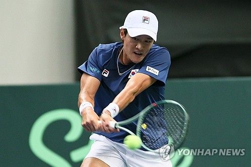 9월 폴란드와 데이비스컵 경기에 출전한 권순우
