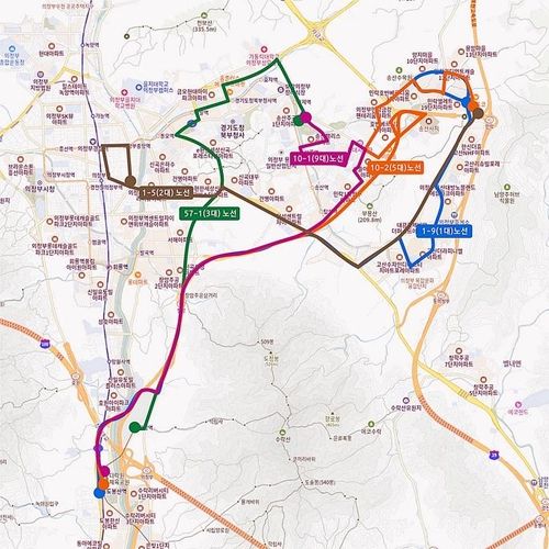 미세먼지 저감장치 장착 시내버스 노선도