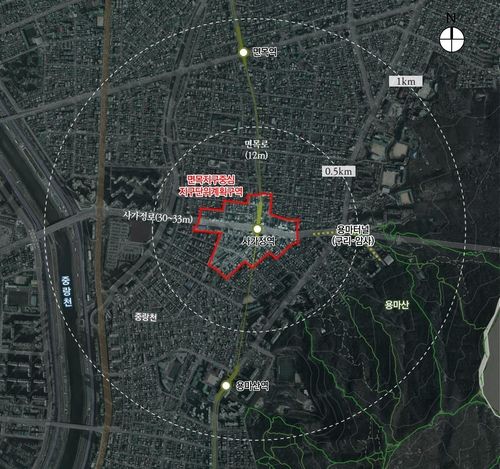 면목지구중심 지구단위계획구역 위치도