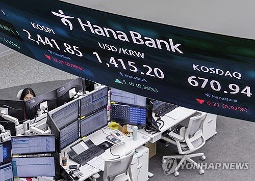 코스피·코스닥 하락, 원/달러 환율 상승