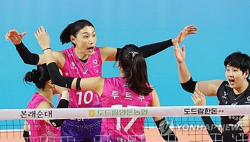 환호하는 김연경