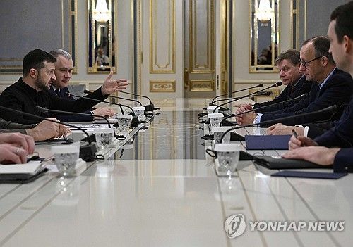 젤렌스키 대통령과 독일 제1야당 기독민주당의 메르츠 대표