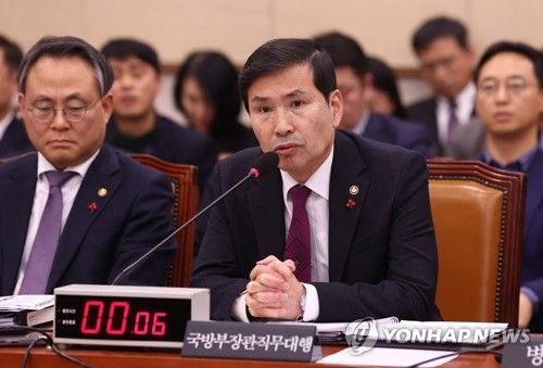 법사위서 발언하는 국방부 장관 직무대행인 김선호 국방부 차관