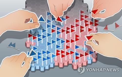 2020년 총선에서 확연히 갈라진 경상도와 전라도 지역구도