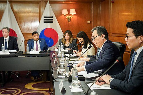 한미일 외교장관 회담 첫 참석한 조태열 장관