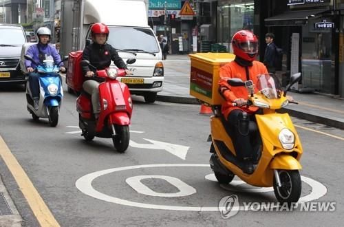 배달용 전기이륜차. [연합뉴스 자료사진]