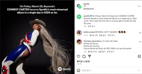 스포티파이 인스타그램 게시 내용