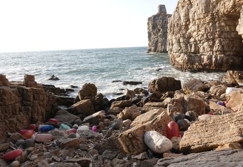 백령도 두무진에서 확인된 쓰레기