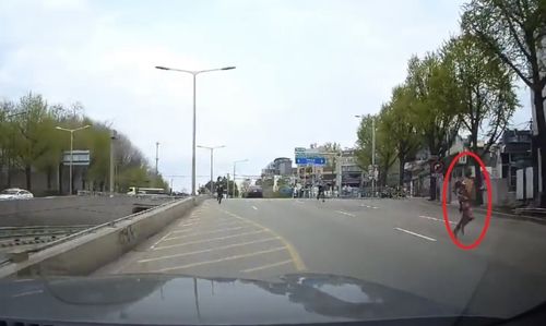 서울 용산구청 인근 도로서 도주하는 라이베리아 국적 불법체류자