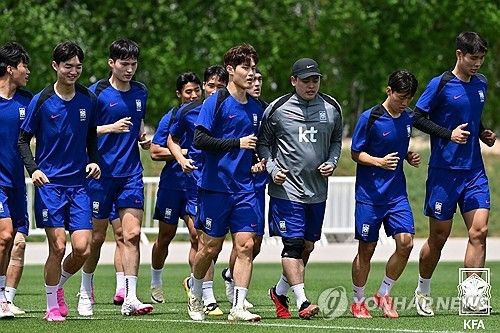 훈련하는 U-23 축구대표팀