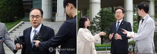 이화영 술자리 주장 놓고 발언하는 이원석 총장(왼쪽)과 이재명 대표