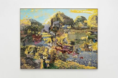 토니 스웨인, Forgotten Tempers, 2023, acrylic and pieced newspaper on board[갤러리바톤 제공. 재판매 및 DB 금지]