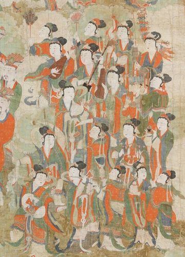 진천 영수사 괘불의 주악천녀 부분