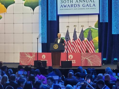 아시아계 유권자 행사서 연설하는 바이든