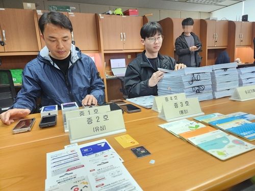 압수물 확인하는 경찰