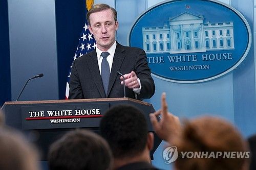브리핑 중인 제이크 설리번 미국 백악관 국가안보보좌관