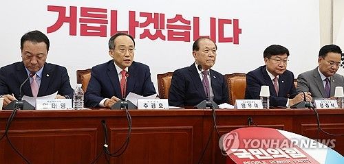 비대위 회의에서 발언하는 추경호 원내대표