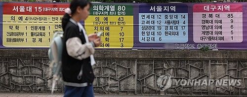 지방유학 시대 열리나…대구 한 고교에 게시된 의대합격 홍보물