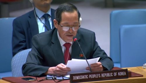 안보리 회의 발언하는 김성 주유엔 북한대사