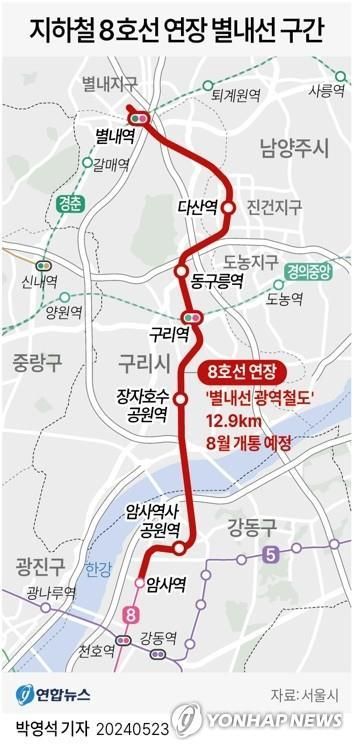 [그래픽] 지하철 8호선 연장 별내선 구간