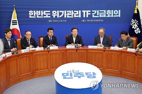 한반도 위기관리 TF 긴급회의 주재하는 이재명 대표
