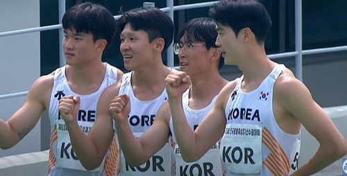 남자 계주 400ｍ 한국 신기록 작성 