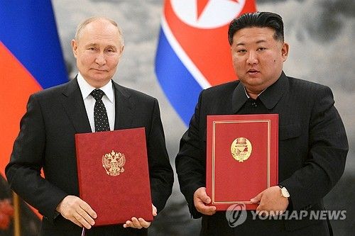  푸틴 러시아 대통령과 김정은 북한 국무위원장