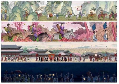 한-아프리카 정상회의 환영 만찬장 미디어월에 상영된 '환어행렬도' 미디어아트