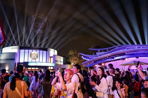 야간 공중 공격 막는 드론쇼 [사진/백승렬 기자]