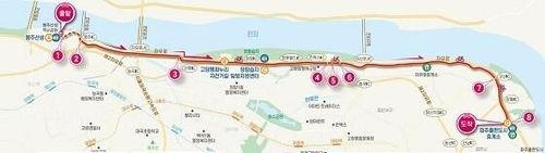 고양평화누리자전거길 노선도