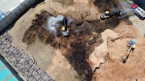 화재가 난 군산 목재조각(우드칩) 공장