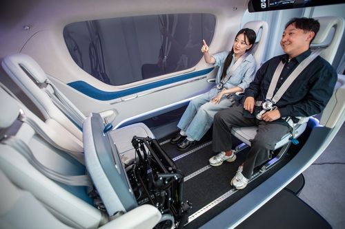 홍보관에 설치된 현대트랜시스 UAM 시트