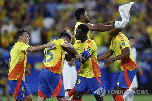 2024 코파 아메리카 결승 진출을 기뻐하는 콜롬비아 선수들