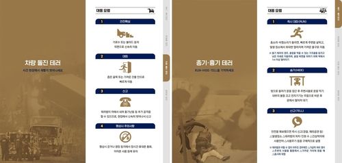 국정원 '테러 발생시 행동요령' 리플렛의 차량돌진테러와 총기·흉기테러 대응요령