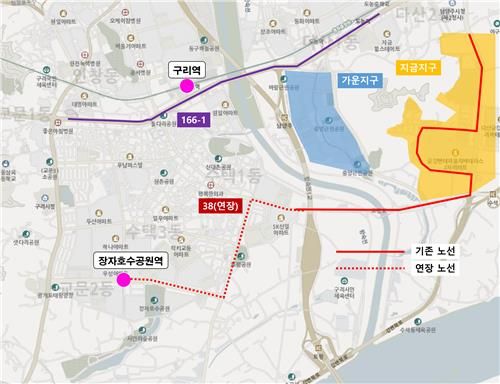 구리역 장자호수공원역 버스 노선