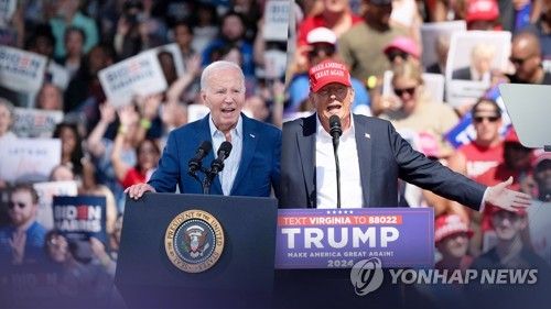 유세재개 트럼프, 바이든 맹공…美동맹 '좌불안석' (CG)