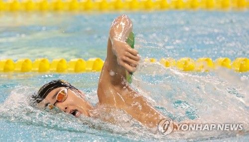 진천선수촌서 훈련하는 김우민