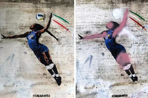 에고누 벽화 훼손되기 전(왼쪽)과 후(오른쪽)