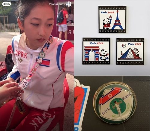 '핀 트레이딩'하는 북한 여자 기계체조 간판 안창옥