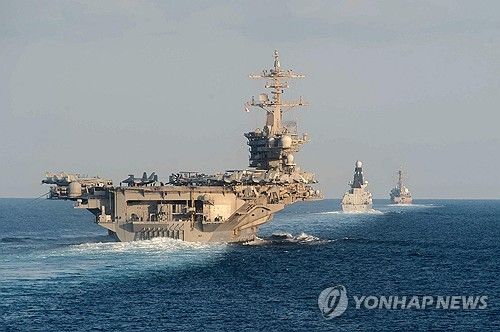 중동 위기에 증강 배치되는 미군의 군사자산. 사진은 미국 항공모함 에이브러햄 링컨 [AFP 연합뉴스 자료사진. 재판매 및 DB 금지] 