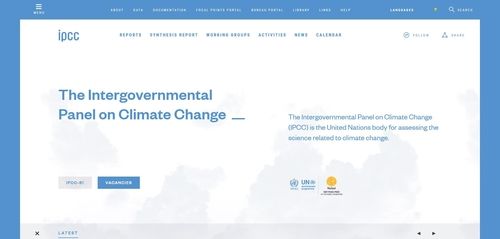 유엔 '기후변화에 관한 정부 간 협의체'(IPCC) 홈페이지. [IPCC 홈페이지 갈무리. 재판매 및 DB 금지]