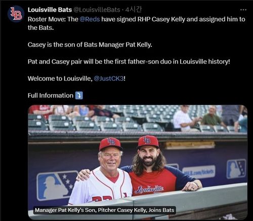 케이시 켈리와 계약 소식 알리는 루이빌 배츠 구단