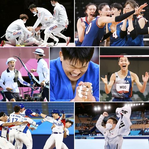 코로나 팬데믹으로 1년 연기돼 열린 도쿄올림픽에서 활약하는 한국 선수단. 2021년 [연합뉴스 자료사진]