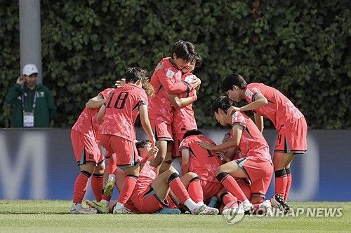 독일과의 조별리그 3차전 때 득점에 기뻐하는 한국 선수들