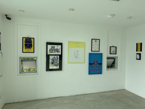 박재철 작가가 그림을 그려 넣은 뒤 전시 전경[자하미술관 제공. 재판매 및 DB 금지]